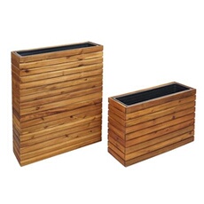 Lot de 2 bacs à plantes HWC-L21 en bois d'acacia certifié MVG marron