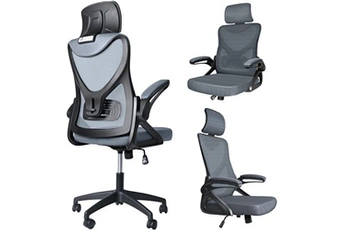 fauteuil de bureau vounot fauteuil de bureau ergonomique pivotant avec appui tête et dossier toile respirant gris