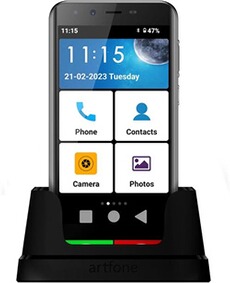 Smartphone Artfone Smart500 Téléphone Portable Noir-3Go/32Go Écran 5 Bouton SOS 2550mAh Grandes Icônes 4G