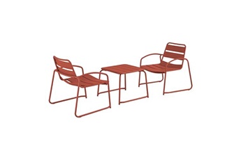 set de jardin relax terracotta suzana 2 chaises 1 table d'appoint en acier