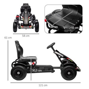HOMCOM Kart à pédales pour enfant siège réglable 3 positions frein à HOMCOM Kart à pédales pour enfant siège réglable 3 positions frein à