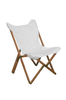 fauteuil de jardin proloisirs fauteuil relax mimosa pliant en bois d'acacia - toile écrue