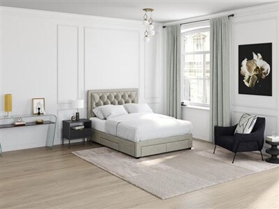 Lit 2 places VenteUnique Lit avec tiroirs 160 x 200 cm Tissu velours