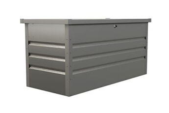 Coffre de rangement de jardin en acier galvanisé gris - 400L - TOMASO