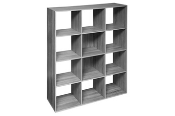 bibliothèque 5five etagère en bois 12 cases mix coloris gris - gris clair