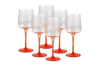 verrerie vente-unique.com lot de 6 verres à vin à pied orange 27 cl - d. 9.5 x h.13cm - coraly