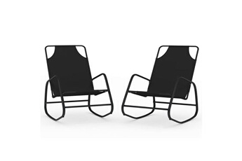 chaise longue - transat vente-unique.com chaises longues transat à bascule 2 pièces noir acier et textilène 02_0011973