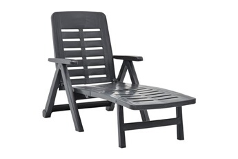 chaise longue - transat vente-unique.com transat chaise longue bain de soleil lit de jardin terrasse meuble d'extérieur pliable plastique anthracite 02_0012879