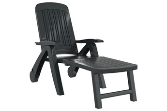 chaise longue - transat vente-unique.com transat chaise longue bain de soleil lit de jardin terrasse meuble d'extérieur pliable polypropylène vert 02_0012882