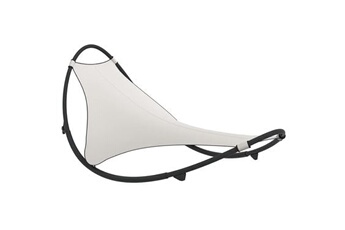 transat design chaise longue bain de soleil lit de jardin terrasse meuble d'extérieur à bascule avec roues acier et textilène crème 02_0012961