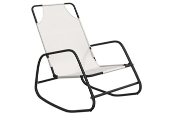 transat chaise longue bain de soleil lit de jardin terrasse meuble d'extérieur à bascule acier et textilène crème 02_0012969