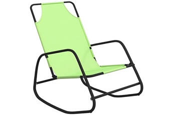 transat chaise longue bain de soleil lit de jardin terrasse meuble d'extérieur à bascule vert acier et textilène 02_0012980
