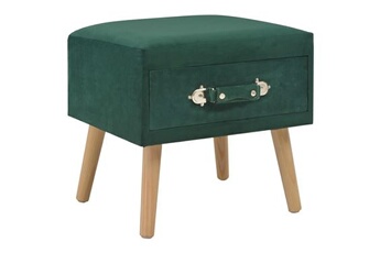 table de nuit chevet commode armoire meuble chambre vert 40x35x40 cm velours 1402111