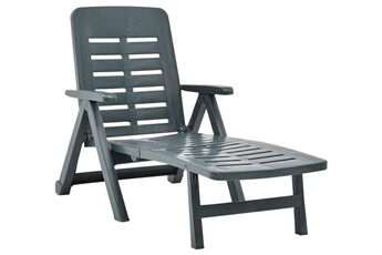 chaise longue - transat vente-unique.com transat chaise longue bain de soleil lit de jardin terrasse meuble d'extérieur pliable plastique vert 02_0012880