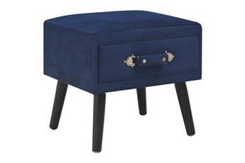 table de nuit chevet commode armoire meuble chambre bleu 40x35x40 cm velours 1402067