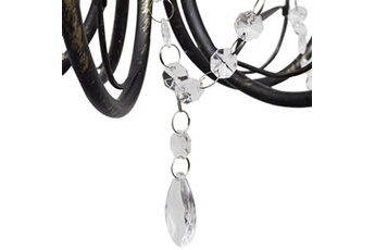 plafonnier vidaxl lustre métal noir style art nouveau + perles crystal 3 x e14 ampoules
