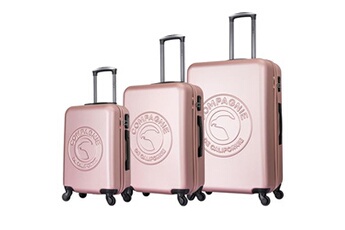 set de 3 valises compagnie de californie ensemble de 3 valises à roulettes rose gold cc-t366 rose gold