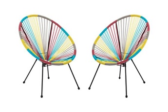 fauteuil de jardin vente-unique.com lot de 2 fauteuils de jardin en fils de résine tressés - multicolore - alios iii de mylia