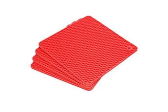 sourcing map 4pcs silicone sous-plat tapis pour cuisine table napperons, rouge