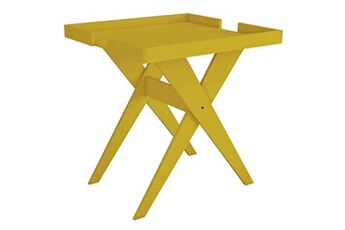 table haute beaux meubles pas chers table bar desserte jaune pieds croix l 53 h 65 p 56 cm - l 53 x l 56 x h 65 cm -