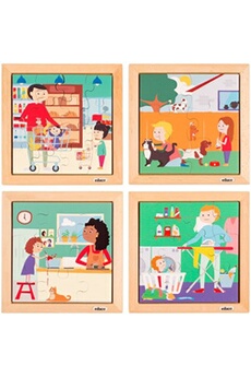 puzzle educo puzzle en bois - puzzle pour tout-petits - lot de 4 - jeu montessori