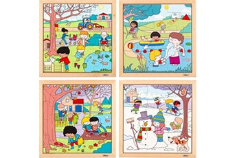 puzzle educo puzzle en bois - puzzle les saisons- le lot de 4 puzzles - jeu montessori