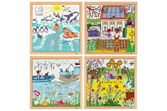puzzle educo puzzle en bois - puzzle nature et climat - le lot de 4 puzzles - jeu montessori