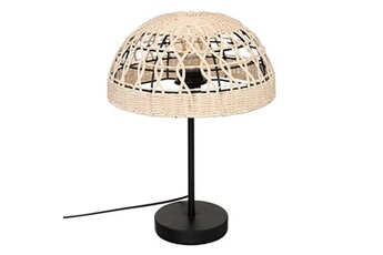 lampe à poser pegane lampe à poser, lampadaire droit en osier/métal coloris beige - diamètre 30 x hauteur 41.5 cm --