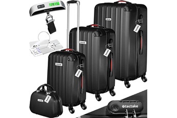 valise tectake set de valises rigides cleo 4 pièces avec pèse-valise - noir