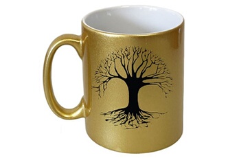 tasse et mugs generique cbkreation tasse dorée en céramique arbre de vie par cbkreation