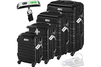 valise tectake set de valises rigides mila 4 pièces avec pèse-bagages - noir