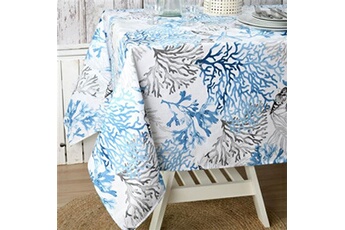 nappe de table stof nappe enduite quiberon 150 x 150 cm - bleu