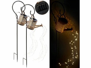 : 2 arrosoirs décoratifs solaires avec éclairage LED et capteur d'obscurité