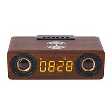 Enceinte sans fil YONIS Enceinte Bluetooth Bois Multifonction Recharge Sans Fil Alarme 6W Jaune