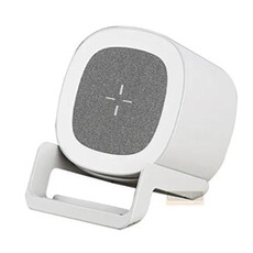 Enceinte sans fil YONIS Mini Enceinte Bluetooth 4 En 1 15W Avec Chargeur Sans Fil Lumière D'ambiance Blanc