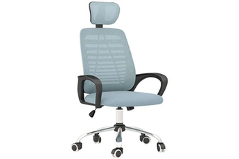 fauteuil de bureau vinsetto chaise de bureau ergonomique - appui-tête réglable, soutien lombaire, hauteur réglable, pivotante - polyester bleu