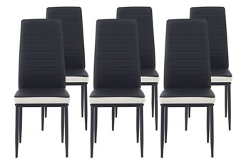 lot de 6 chaises de salle à manger elie - noir/blanc