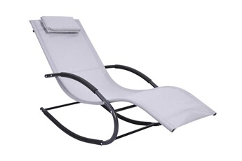 chaise longue - transat vente-unique.com bain de soleil - gris clair - lombok de mylia