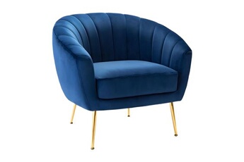fauteuil de salon vente-unique fauteuil cabriolet en velours pablito - bleu roi
