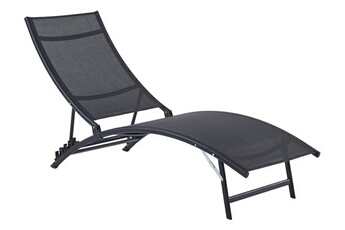 chaise longue - transat vente-unique.com bain de soleil empilable en aluminium et textilène - noir - zensia de mylia