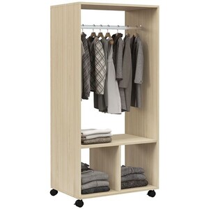 Lot De 2 Portants à Vêtements HOMCOM - Penderie Mobile Avec Roulettes Et Niches - Bois Noir