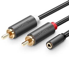 cable audio cable mini jack 3,5 mm (femelle) 2rca (male) 25 cm gris (av102 10561)