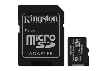 Carte mémoire micro SD Kingston Canvas Select Plus - Carte mémoire flash (adaptateur microSDXC vers SD inclus(e)) - 64 Go - A1 / Video Class V10 / UHS Class 1 / Class10 - microSDXC