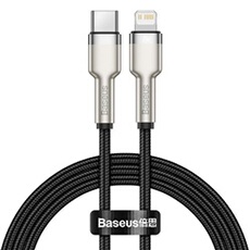 cable de donnees cafule metal usb type-c lightning 20 w power delivery 1 m noir (catljk-a01)
