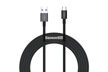 Chargeur et câble d'alimentation PC BASEUS cable usb superior usb type-c 66 w (11 v / 6 a) huawei supercharge scp 2 m noir (catys-a01)