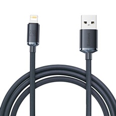cable de donnees de charge rapide de la serie crystal shine usb type a vers lightning 2.4a 2m noir (cajy000101)
