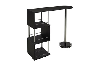 table haute vente-unique meuble de bar aliseto - mdf & métal chromé - noir