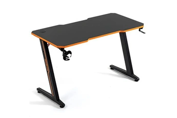 bureau gamer amstrad desk120z-orange bureau informatique ou gamer finition orange - largeur 1m20 - style carbone - porte casque & gobelet
