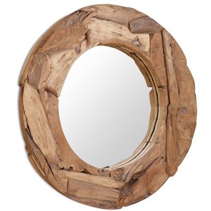 Miroir de décoration vidaXL Miroir décoratif Teck 80 cm Rond | Darty