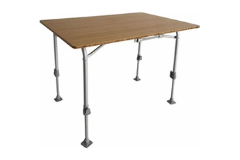 table de jardin midland table avec plateau en bambou naturel pieds réglables marron camping car